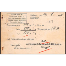 15853 allemagne DIENFTMARKE service N°21 wurttemberg 1921 lettre cover