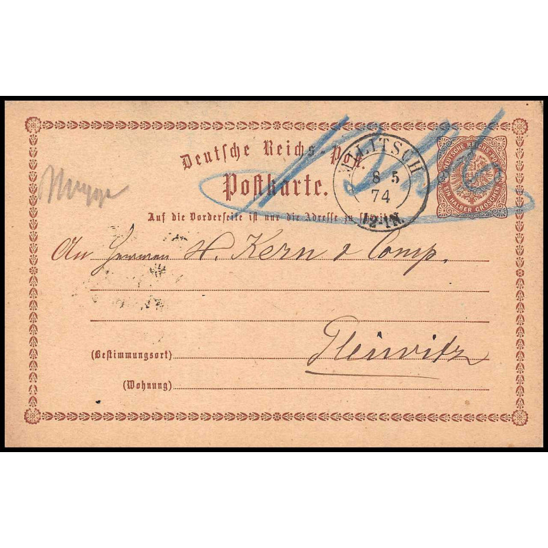 15864 allemagne reich post 1/2 p Ganzsache Mi P1 Militisch serbia ? carte postale entier stationery