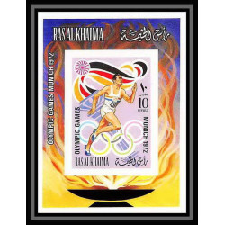 194 Ras Al Khaima MNH ** Mi bloc N°116 B Non dentelé imperf jeux olympiques olympic games munich 72 running