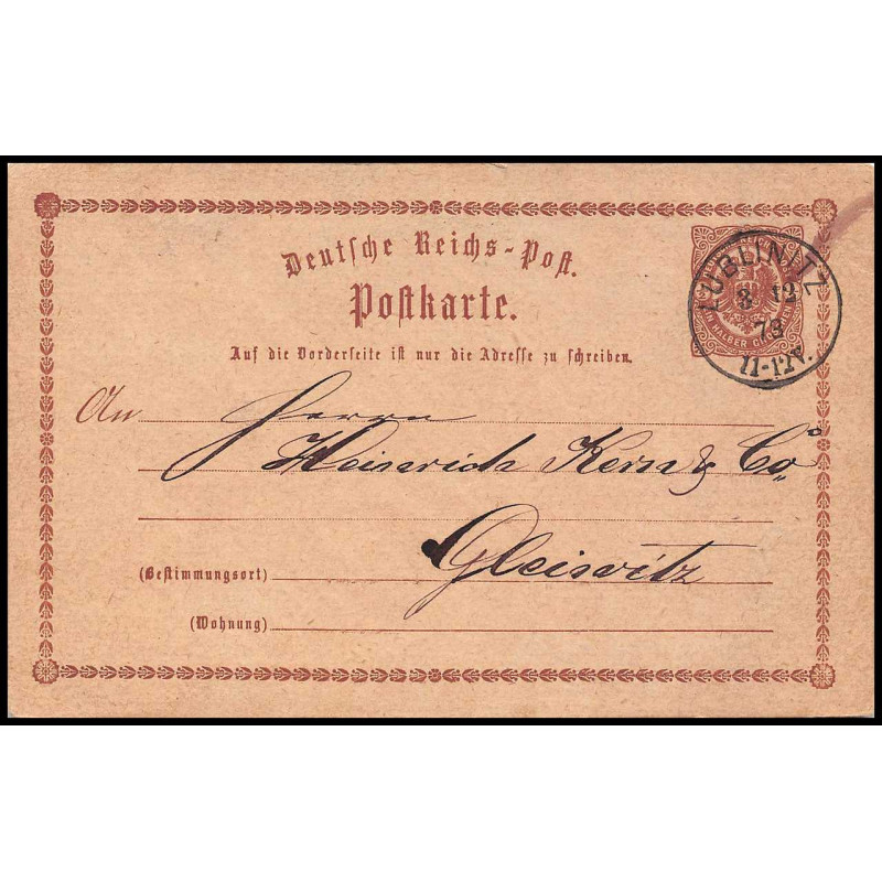 15868 allemagne reich post 1/2 p Ganzsache Mi P1 lublinitz polska 1874 carte postale entier stationery