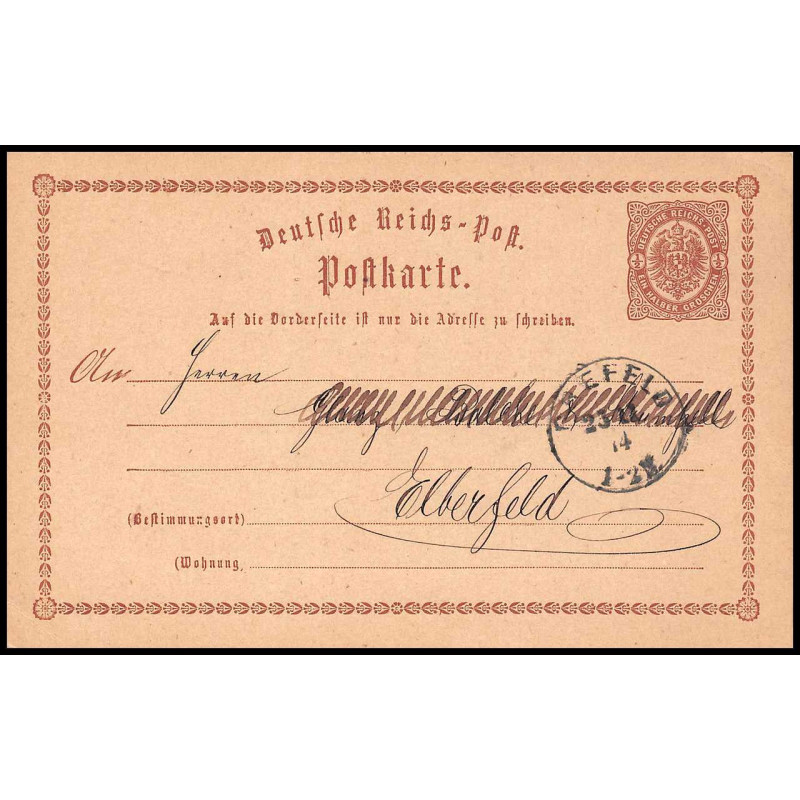 15869 allemagne reich post 1/2 p Ganzsache Mi P1 krefeld 1874 carte postale entier stationery