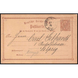 15872 allemagne reich post 1/2 p Ganzsache Mi P1 hamburg 1874 leippzig carte postale entier stationery