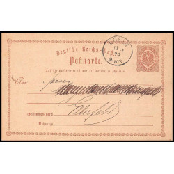 15875 allemagne reich post 1/2 p Ganzsache Mi P1 coeln 1874 carte postale entier stationery