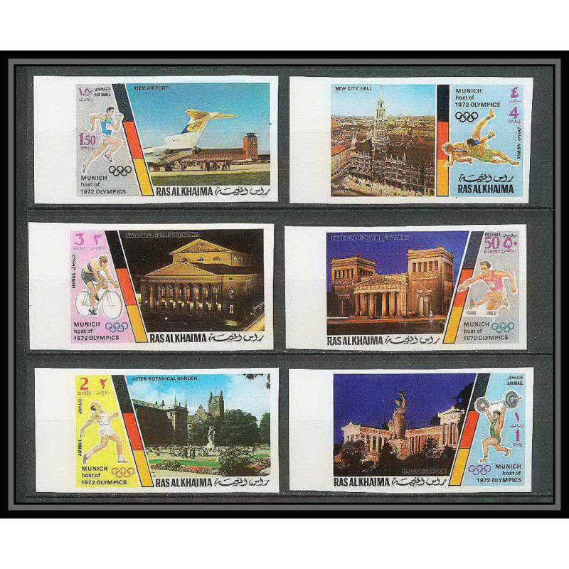 195 Ras Al Khaima MNH ** Mi N°724/729 B Non dentelé imperf jeux olympiques olympic games sights of munich 