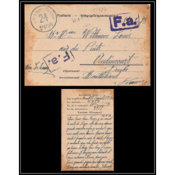 15889 allemagne giessen 24 audincourt 1918 kriegsgefangenenpost guerre 1914/1918 ww1 censure lettre cover