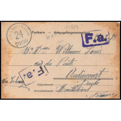 15889 allemagne giessen 24 audincourt 1918 kriegsgefangenenpost guerre 1914/1918 ww1 censure lettre cover