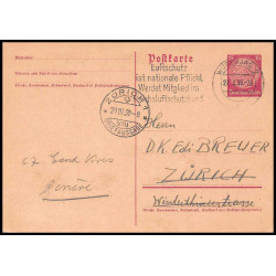 15904 allemagne reich Ganzsache 15Pfg wurzburg 1939 zurich suisse carte postale entier stationery 