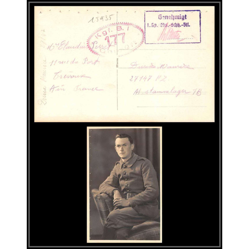 15935 allemagne censure 177 pour trevoux ain ww1 guerre 14/18 carte photo postcard 