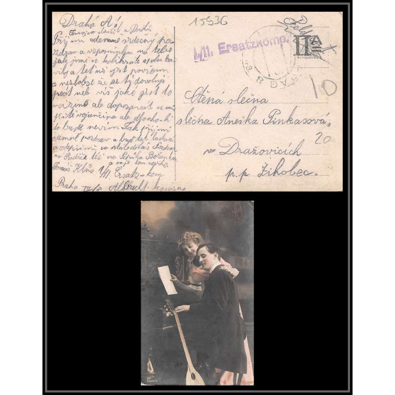 15936 allemagne feldpost 2a 11 ersatzkomp praha ceskoslovensko 1915 ww1 guerre 14/18 carte postcard 