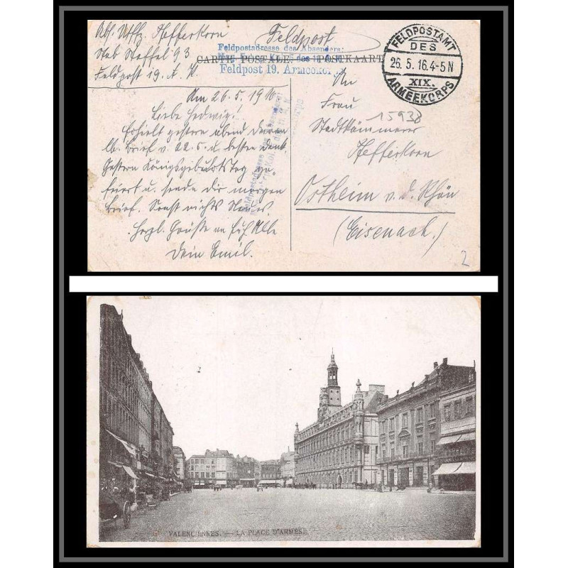 15938 allemagne feldpost 19 armeekorps ww1 1916 guerre 14/18 carte postcard 