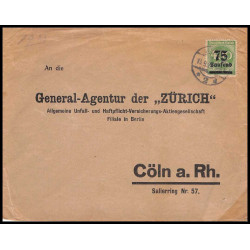15946 allemagne reich infla N°363 zurich 1923 pour coln seul sur lettre cover 