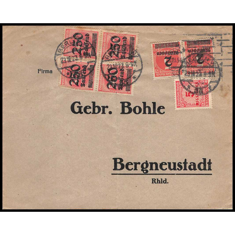 15950 allemagne reich infla 1923 berlin bergneustadt lettre cover 
