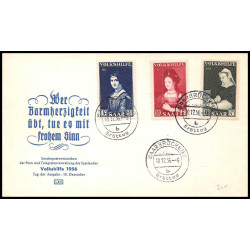 15972 allemagne saar N°376/378 volkshilfe 10/12/1956 lettre cover 