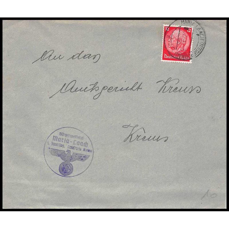 15976 allemagne reich censure guerre 39/45 ww2 1941 maria laach lettre cover 