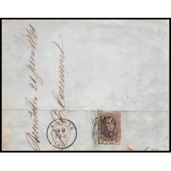15990 belgique Leopold 10c brun non dentelé malines 1861 sur fragment 