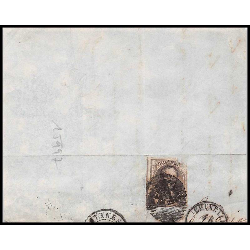 15997 belgique Leopold 10c brun non dentelé bruxelles sur fragment 