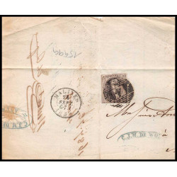 15999 belgique Leopold 10c brun non dentelé malines 1859 sur fragment 