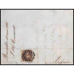 16002 belgique Leopold 10c brun non dentelé bruxelles 1861 sur fragment 