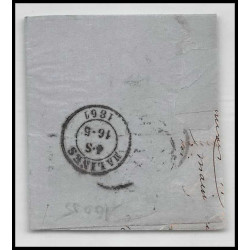16005 belgique Leopold 10c brun non dentelé bruxelles 1861 sur fragment 
