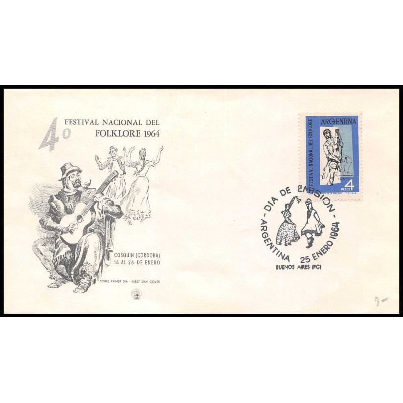 16122 fdc folklore 1964 lettre cover argentine argentina