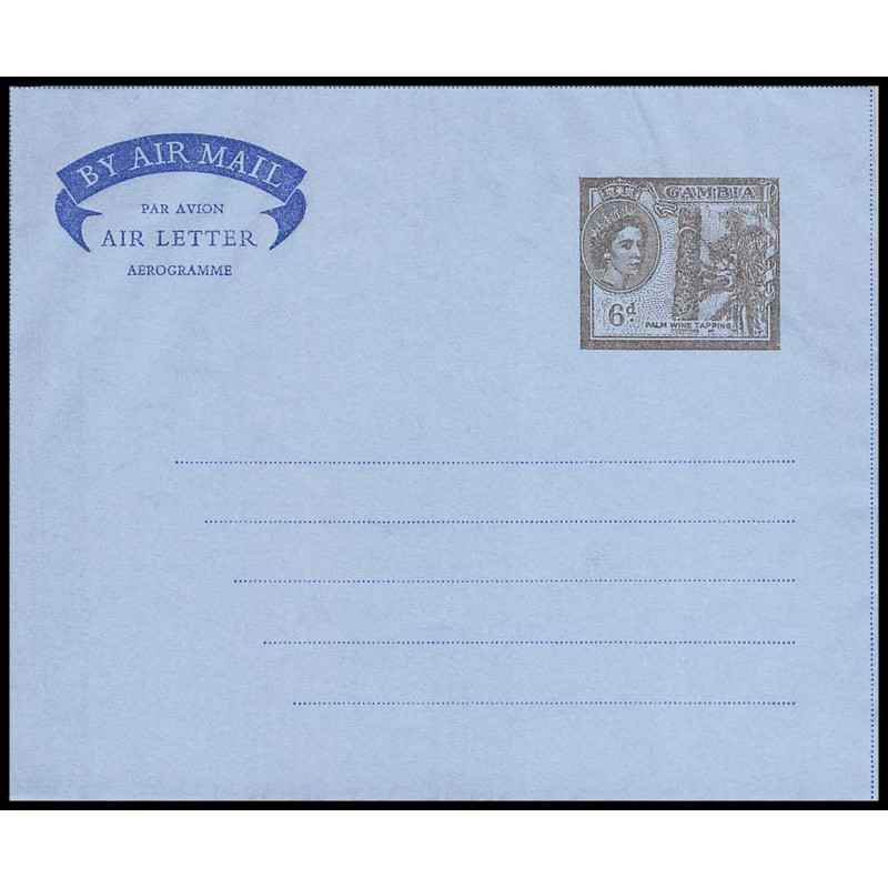 16175 6d neuf TB aérogramme air letter entier stationery gambia gambie