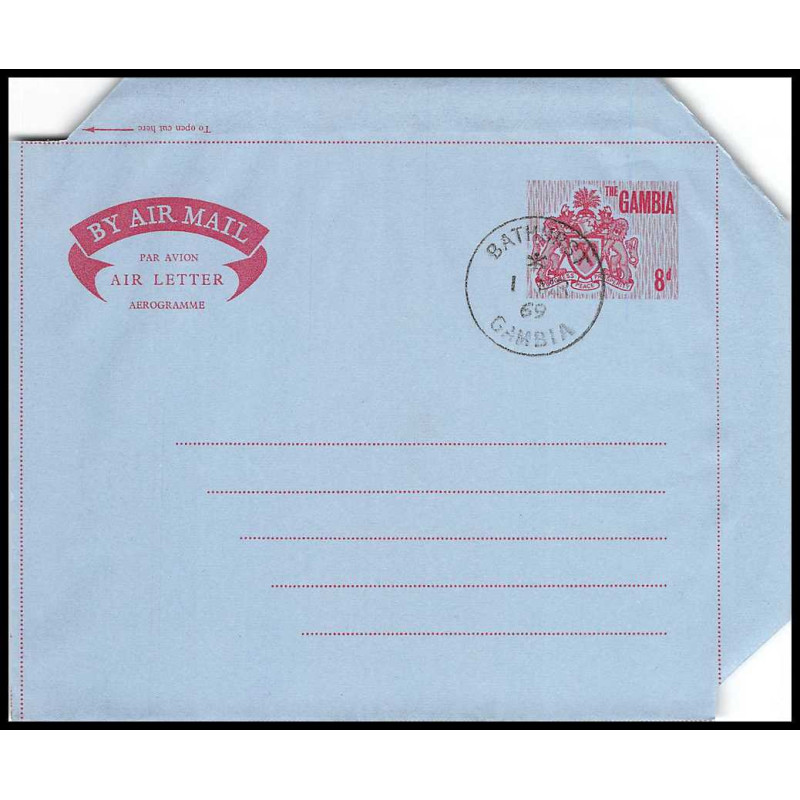 16177 8d bathurst Banjul 1969 aérogramme air letter entier stationery gambia gambie