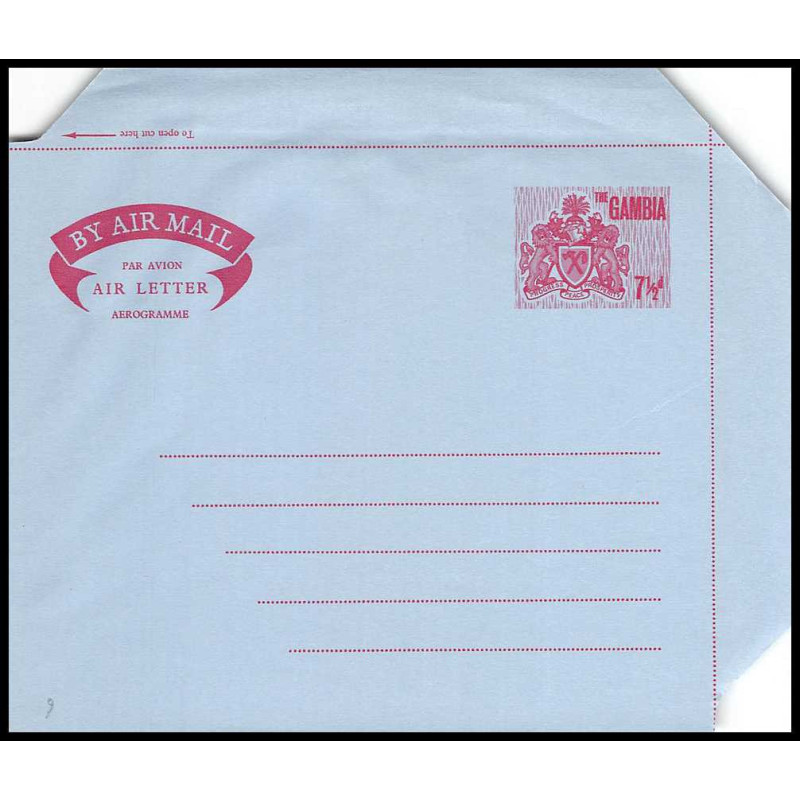 16180 7 1/2 d neuf TB aérogramme air letter entier stationery gambia gambie