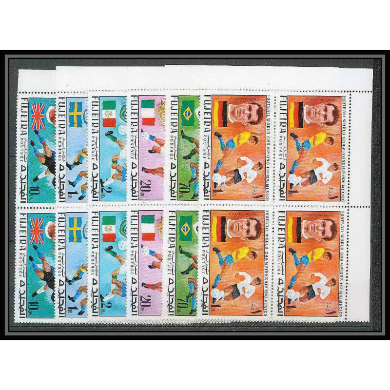 198b Fujeira MNH ** Mi N°544/549 A Football (Soccer) Mexico 70 bloc 4