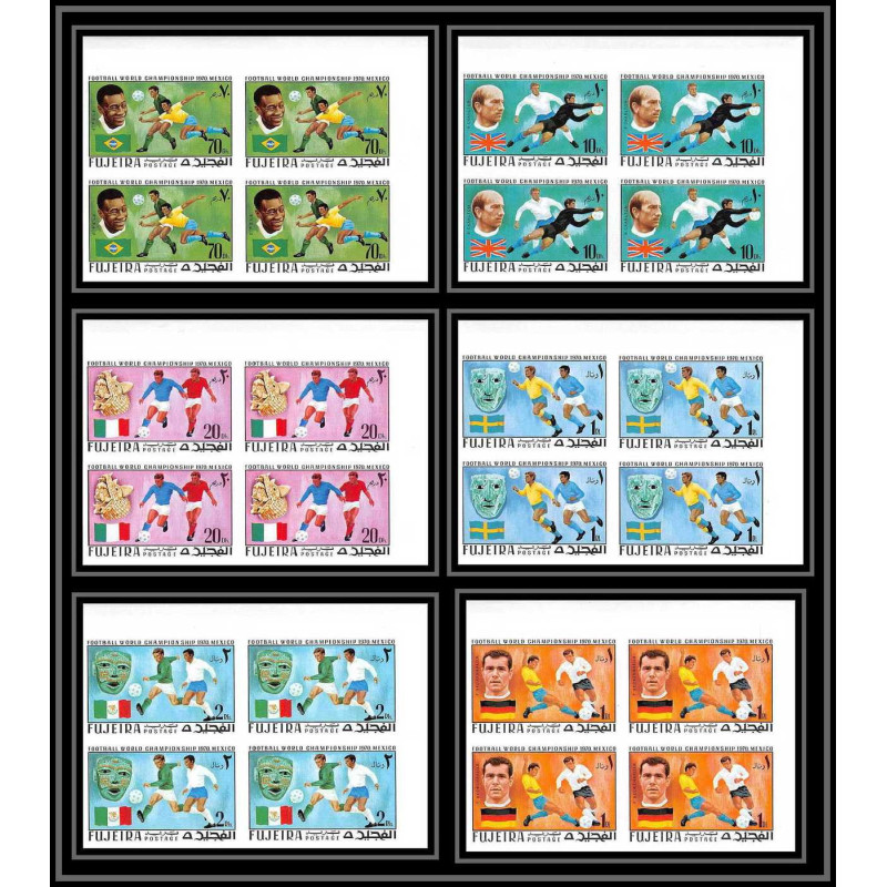199b Fujeira MNH ** Mi N°544/549 B bloc 4 Non dentelé imperf Football (Soccer) Mexico 70