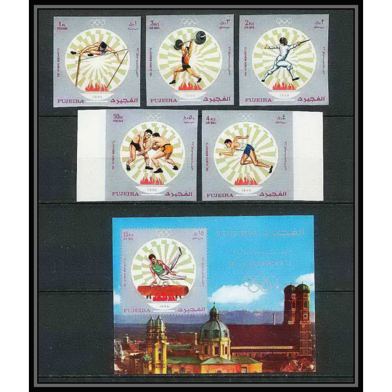 200b Fujeira MNH ** Mi N°673/677 Bloc 53B Non dentelé imperf jeux olympiques olympic games MUNICH 72 escrime