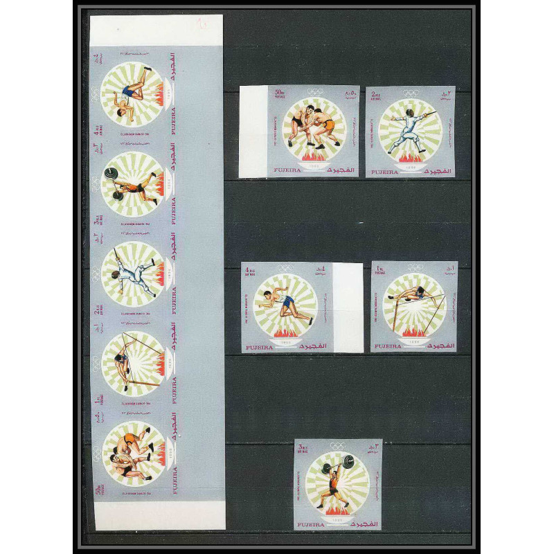 200e - Fujeira MNH ** Mi N°673/677 B bande serie Non dentelé imperf jeux olympiques olympic games MUNICH 72 
