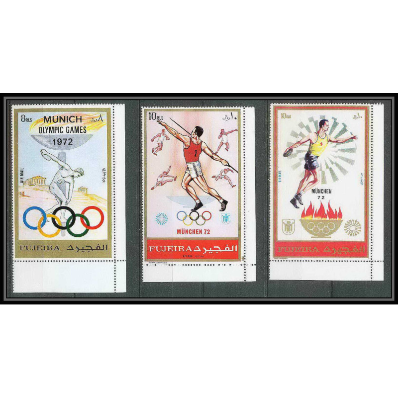 202 - Fujeira MNH ** Mi N°882 + A/B 882 jeux olympiques olympic games MUNICH 72 thrower discus javelin