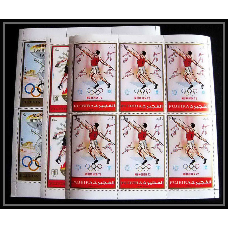 202a - Fujeira MNH ** Mi N°882 + A/B 882 jeux olympiques olympic games MUNICH 72 feuilles sheets thrower discus 