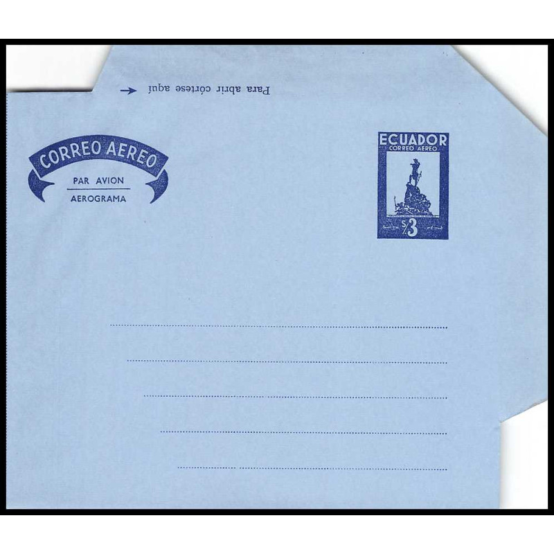 16432 3$ bleu neuf TB par avion aérogramme air letter entier stationery equateur ecuador