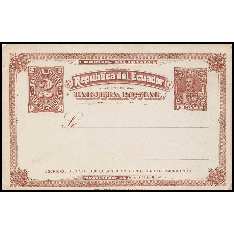 16435 2 centavos neuf TB carte postcard entier stationery equateur ecuador