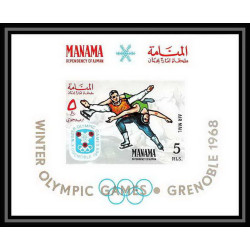 206 - Manama MNH ** Mi bloc N°3 B jeux olympiques olympic games grenoble 68 figure skating