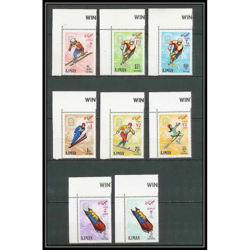 207a - Ajman MNH ** Mi N°199/206 A jeux olympiques olympic games grenoble 68 hockey bob ski skating jumping
