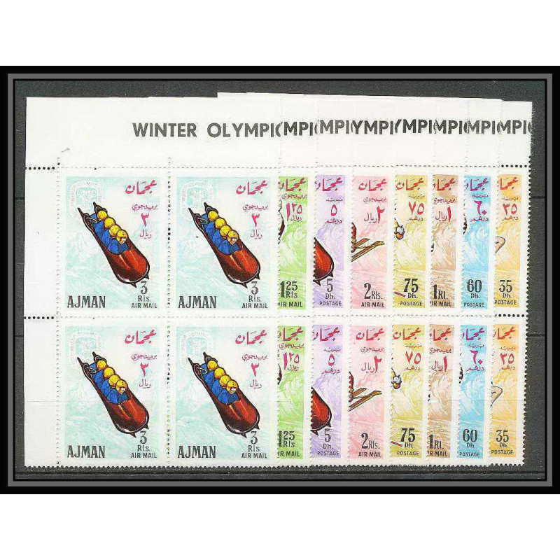 207b - Ajman MNH ** Mi N°199/206 A jeux olympiques olympic games grenoble 68 hockey bob ski skating jumping bloc 4