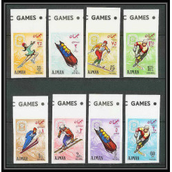 208 - Ajman MNH ** Mi N°199/206 B jeux olympiques olympic games grenoble 68 hockey Non dentelé imperf