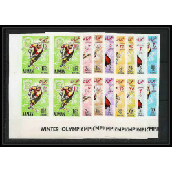 208b Ajman MNH ** Mi N°199/206 B jeux olympiques olympic games grenoble 68 hockey Non dentelé imperf BLOC 4
