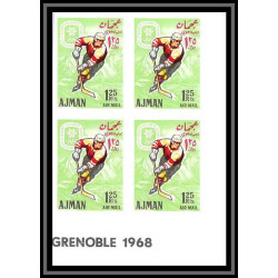 208b Ajman MNH ** Mi N°199/206 B jeux olympiques olympic games grenoble 68 hockey Non dentelé imperf BLOC 4