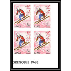 208b Ajman MNH ** Mi N°199/206 B jeux olympiques olympic games grenoble 68 hockey Non dentelé imperf BLOC 4