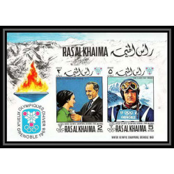 210 - Ras al khaima MNH ** Mi N°75 B Non dentelé imperf jeux olympiques olympic games GRENOBLE 68 ski killy