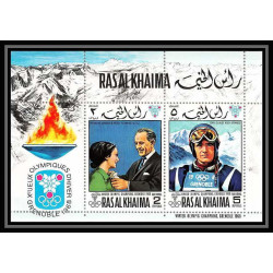 211 - Ras al khaima MNH ** Mi N°75 A jeux olympiques olympic games GRENOBLE 68 ski killy/johnson/flemming
