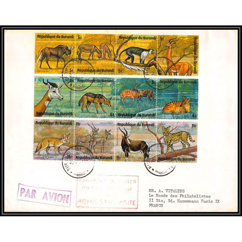 16972 1161/1172 animaux animals 1975 par avion lettre cover burundi fdc