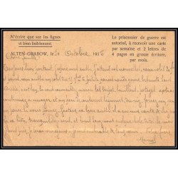16987 alten-grabow 1915 delarbre paris richelieu guerre censure 14/18 ww1 lettre kriegsgefangenenpost allemagne germany