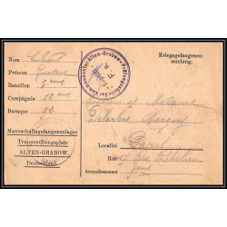 16988 alten-grabow 1915 delarbre paris richelieu guerre censure 14/18 ww1 lettre kriegsgefangenenpost allemagne germany