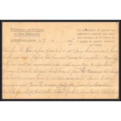 16988 alten-grabow 1915 delarbre paris richelieu guerre censure 14/18 ww1 lettre kriegsgefangenenpost allemagne germany