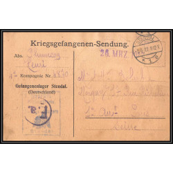 16994 gefangenenlager stendal 1917 paris guerre censure 14/18 ww1 lettre kriegsgefangenenpost allemagne germany