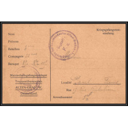 17004 alten-grabow 1915 delarbre paris richelieu guerre censure 14/18 ww1 lettre kriegsgefangenenpost allemagne germany